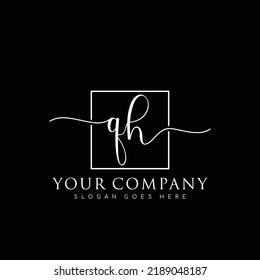 QH Initial handwriting minimalist logo vector