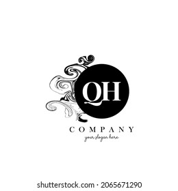 QH Initial Letter Logo Design with Ink Cloud Flowing Texture Vector.