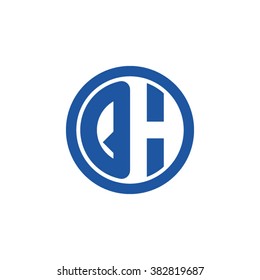 QH initial letters circle business logo blue