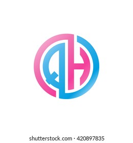 QH initial letters looping linked circle logo pink blue