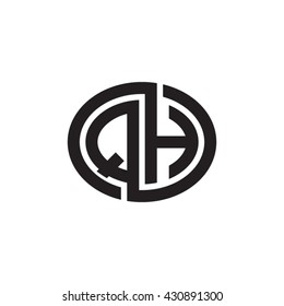 QH initial letters looping linked ellipse monogram logo