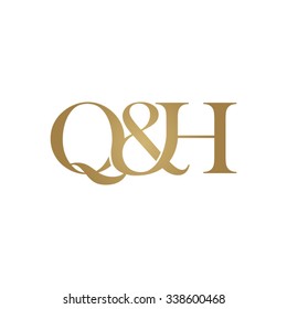 Q&H Initial logo. Ampersand monogram golden logo