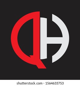 QH Initial Logo design Monogram Isolated on black background