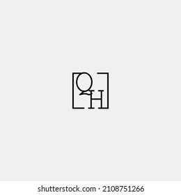 QH initial logo in line concept in high quality professional design that will be best for companies