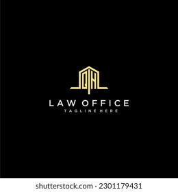 Logo inicial de QH en monograma para oficina de leyes con imagen de diseño de oficina en el hogar