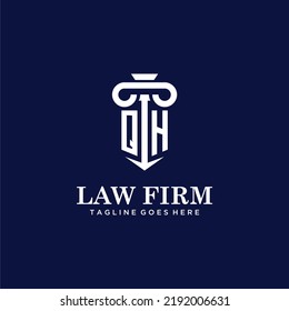 Legislación sobre el logotipo del monograma inicial de QH con diseño de hitos