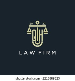 logotipo de monograma inicial QH para la firma de ley con diseño de vector de escala