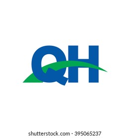 QH initial overlapping swoosh letter logo blue green