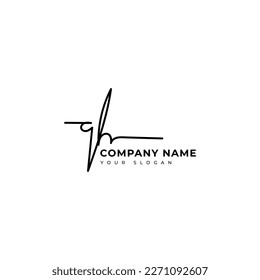 Qh Initial signature logo vector design