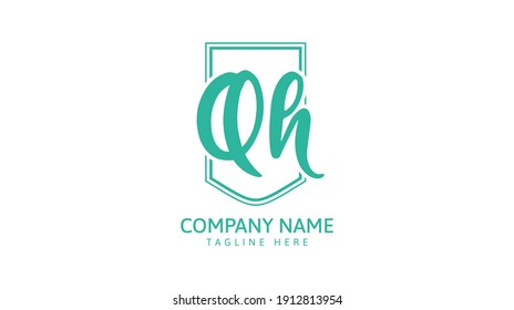 QH Initials, handwriting logo vector