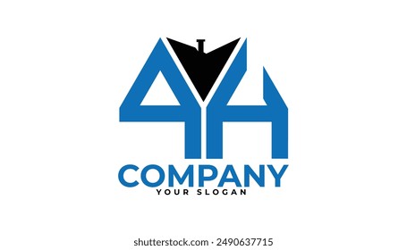 QH letter creative real estate vector logo design.