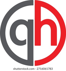 QH Logo Design. QH Logo Design. Circle QH Logo Design. Kreatives Logo-Design. Vektorbild des Symbols. Flachsymbol 