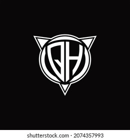 QH-Logo-Monogramm einzeln auf Kreisform und drei Pfeildesign-Vorlage