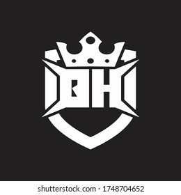 QH Logo monogram isolated with shield and crown design template