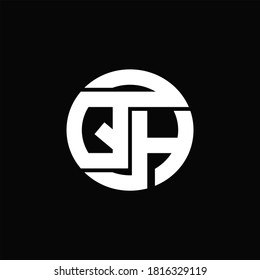 QH Logo monogram with rounded line swipe design template on black background