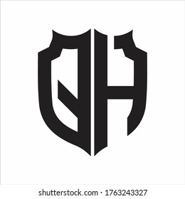 QH Logo Shield style Monogram design template on white background