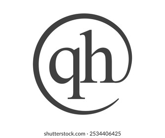 QH logo from two letter with circle shape email sign style. Q and H round logotype of business company for brand identity.