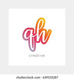QH logo, vector. Useful as branding, app icon, alphabet combination, clip-art.