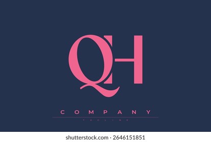QH Modern Initials Logo Design. Branding logo with stylized initials showcasing bold design and modern aesthetic. Ideal for professional business branding or creative projects focusing on minimalistic