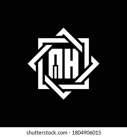 QH monogram logo with abstract square around design template