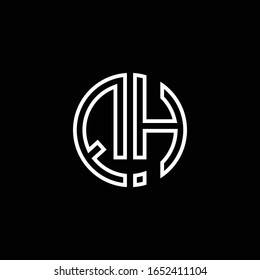 QH monogram logo circle ribbon style outline design template