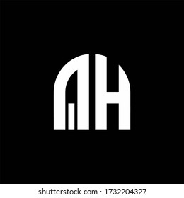 QH monogram logo with curve shape design template isolated on black background