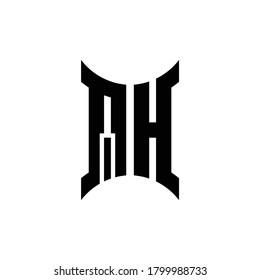 QH-Monogramm-Logo mit geschwungener Seitendesign-Vorlage