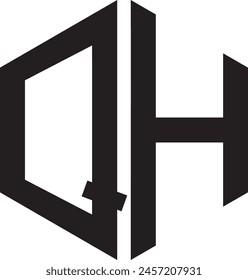 QH Polygon logo design, icon, symbol, vector f ile,