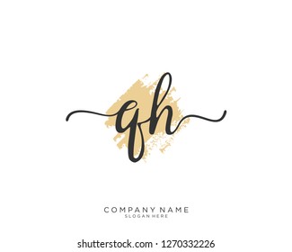 QH Q H Initial handwriting logo vector