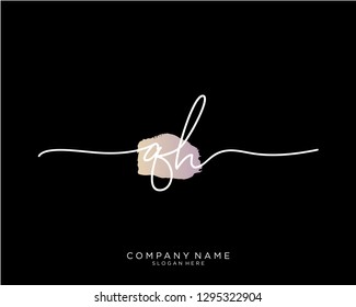 QH Q H Initial handwriting logo template
