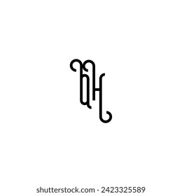 QH simple curved concept initial logo design black and white background