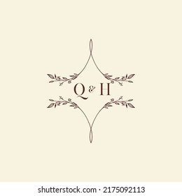 QH wedding initial logo letters in high quality professional design that will print well across any print media