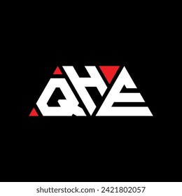 Diseño del logotipo de la letra del triángulo QHE con forma de triángulo. Monograma de diseño del logotipo del triángulo QHE. Plantilla de logotipo del vector del triángulo QHE con color rojo. Logo triangular QHE Diseño sencillo, elegante y lujoso.