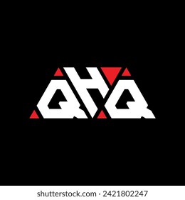 QHQ triangle letter logo design with triangle shape. QHQ triangle logo design monogram. QHQ triangle vector logo template with red color. QHQ triangular logo Simple, Elegant, and Luxurious design.