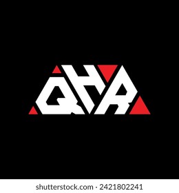 QHR triangle letter logo design with triangle shape. QHR triangle logo design monogram. QHR triangle vector logo template with red color. QHR triangular logo Simple, Elegant, and Luxurious design.