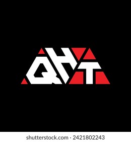 QHT triangle letter logo design with triangle shape. QHT triangle logo design monogram. QHT triangle vector logo template with red color. QHT triangular logo Simple, Elegant, and Luxurious design.