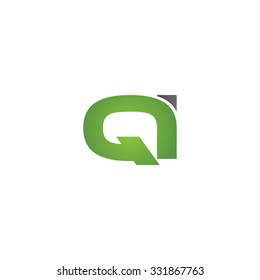 QI company linked letter logo green