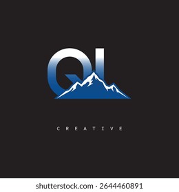 QI Creative Mountain Logo Bold Gradient Letter mark Branding Design for Business Outdoor Brands