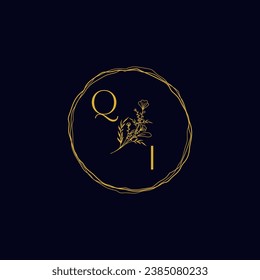 QI elegant wedding initial logo in high quality professional design that will print well across any print media
