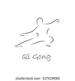 Qi Gong, line art vector art illustration