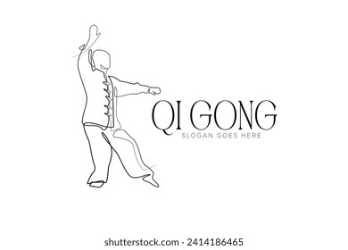 Qi Gong Logo Vektor. Vektor der Person in qigong Pose für qigong Business Symbol Zeichen, für Studio und andere