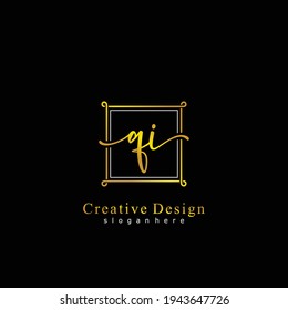 QI Logo de caligrafía inicial manuscrito. Alfabeto escrito a mano en la plantilla de logotipo. Cartas y alfabetos para la firma, boda, moda, floral y botánica 