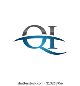 QI initial company blue swoosh logo