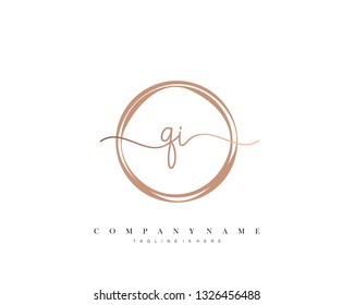 QI initial handwriting logo template vector