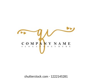 QI Initial handwriting logo vector