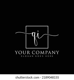 QI Initial handwriting minimalist logo vector