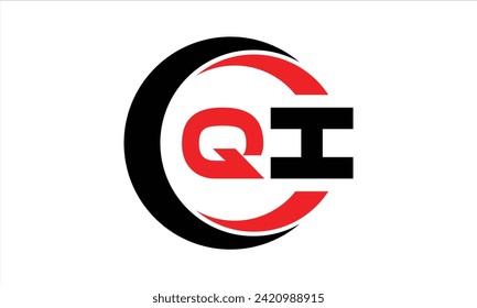 QI initial letter creative circle icon swoosh logo design vector. monogram, lettermark, circle, calligraphy, symbol, emblem, elegant, abstract, wordmark, sign, art, typography, icon, minimal, premium