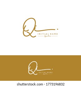 QI Initial letter handwriting and signature logo.
