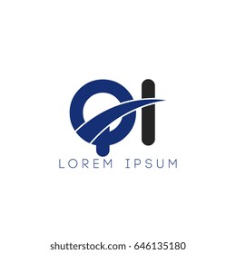 qi initial letter uppercase logo blue and black