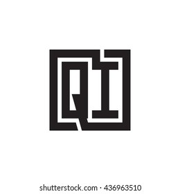 QI initial letters looping linked square monogram logo